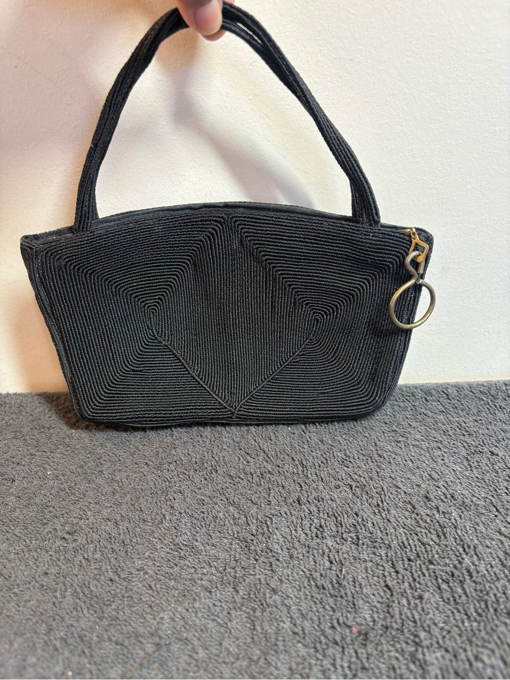 Textured Black Shoulder Bag